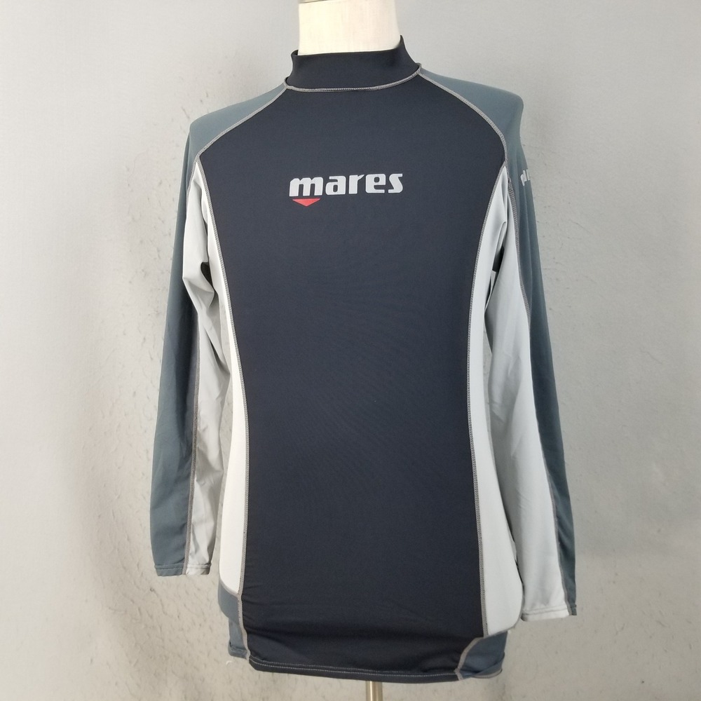 Mares Rash Guard Mens XL Black Long Sleeve Swim Shirt Colorblock Performance
